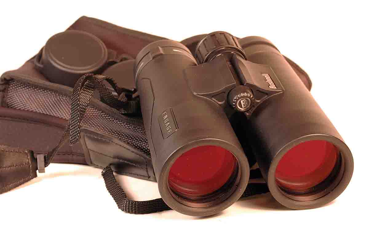 The Engage 10x42mm binocular comes with a padded carrying strap and a protective case.